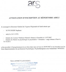 Attestation ADELI Octobre 2013