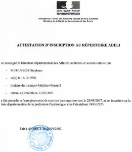 Attestation Adeli septembre 2007